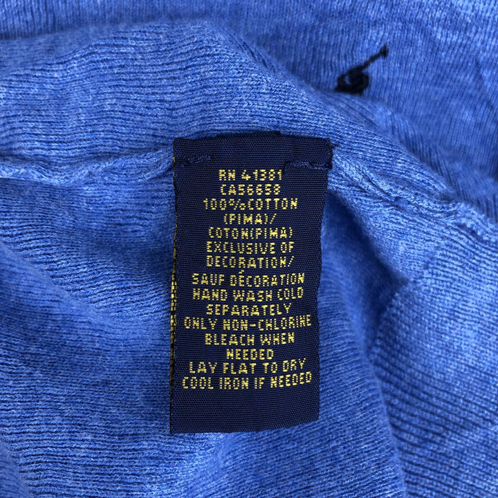 Ralph Lauren POLO RALPH LAUREN V-neck Pima cotton knit sweater, men's size XL Pima Cotton blue type Vintage Second Hand