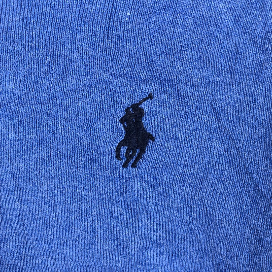 Ralph Lauren POLO RALPH LAUREN V-neck Pima cotton knit sweater, men's size XL Pima Cotton blue type Vintage Second Hand