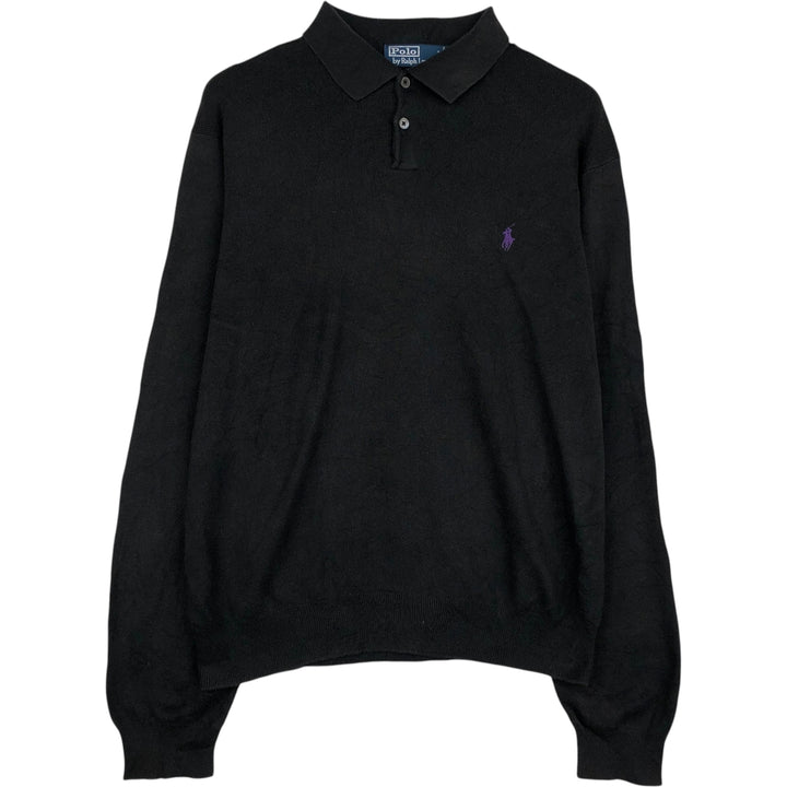 Ralph Lauren POLO by Ralph Lauren Polo knit sweater, men's size L Pima Cotton black type Vintage Second Hand
