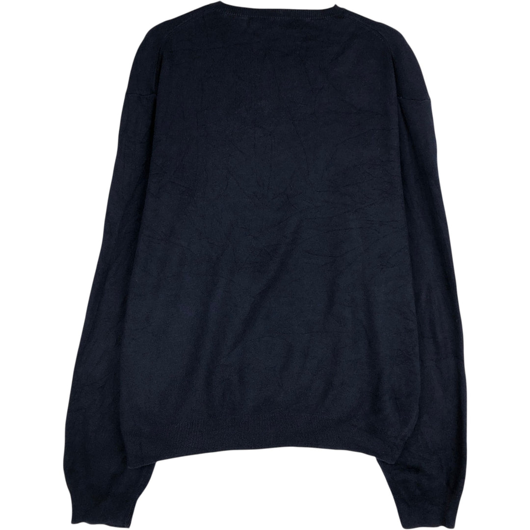 Ralph Lauren POLO by Ralph Lauren V-neck Pima cotton knit sweater, men's size L Pima Cotton navy blue type Vintage Second Hand