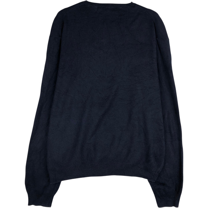 Ralph Lauren POLO by Ralph Lauren V-neck Pima cotton knit sweater, men's size L Pima Cotton navy blue type Vintage Second Hand
