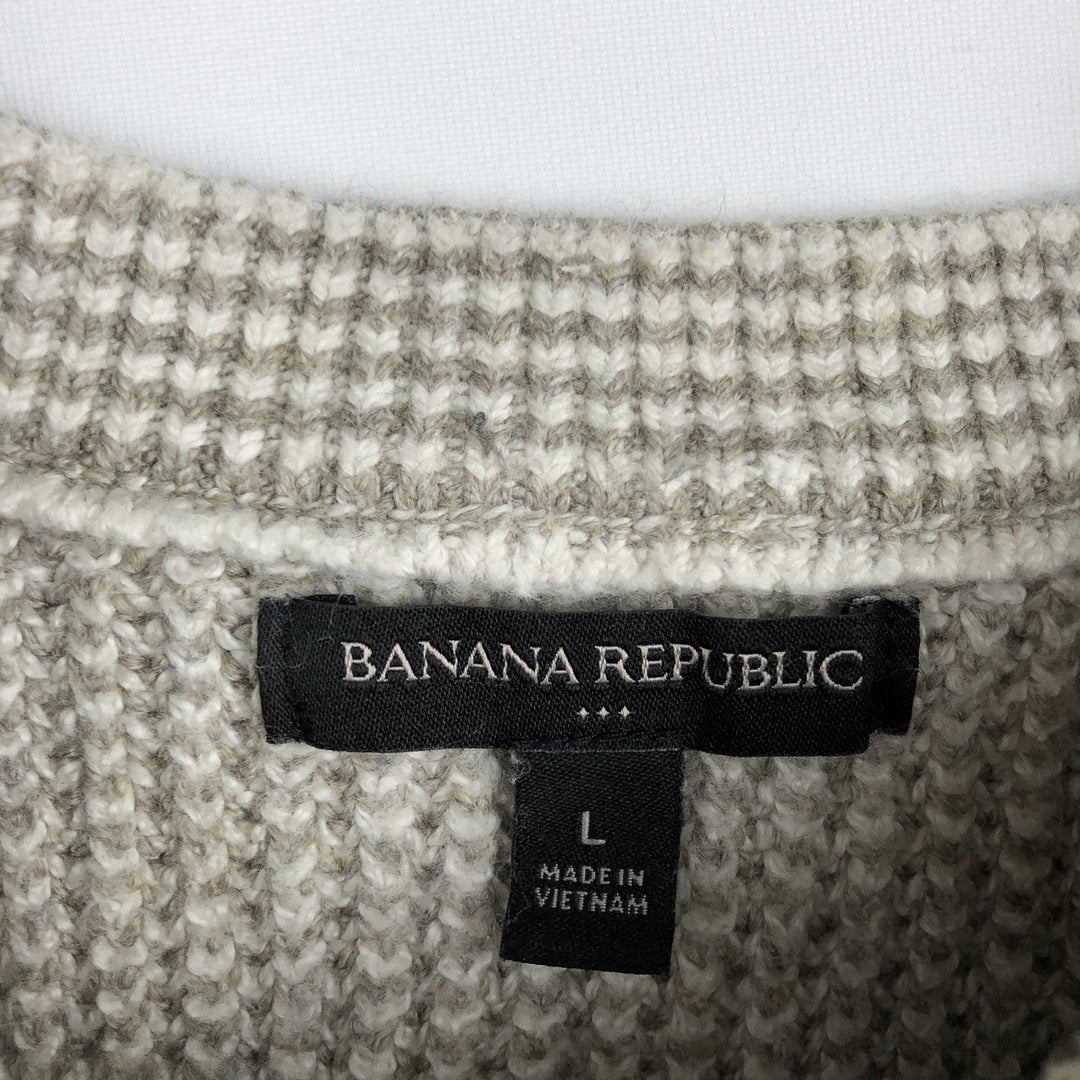 2000'S Banana Republic cotton knit sweater, men's size L (approx.) cotton beige type brown Vintage Second Hand