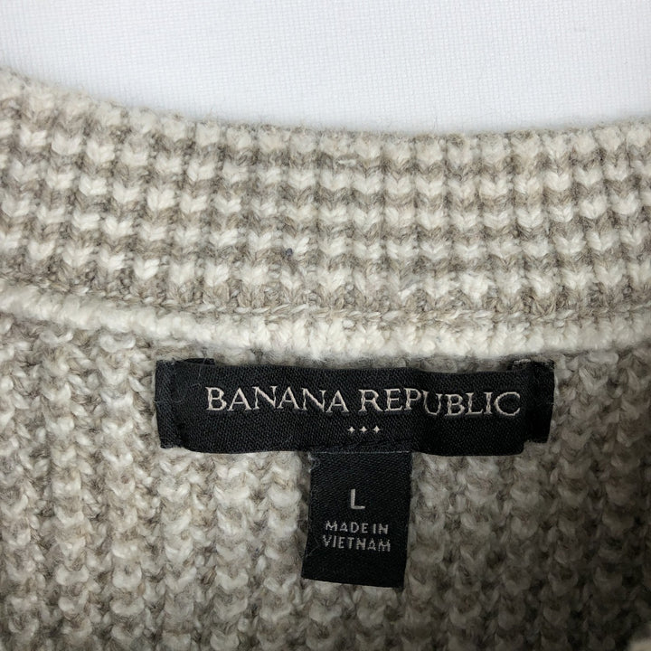 2000'S Banana Republic cotton knit sweater, men's size L (approx.) cotton beige type brown Vintage Second Hand