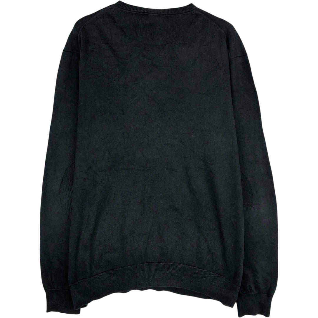 Lacoste V-neck cotton knit sweater, men's size XL cotton black type Vintage Second Hand
