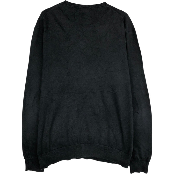 Lacoste V-neck cotton knit sweater, men's size XL cotton black type Vintage Second Hand