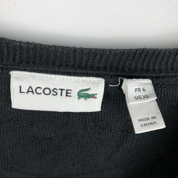 Lacoste V-neck cotton knit sweater, men's size XL cotton black type Vintage Second Hand