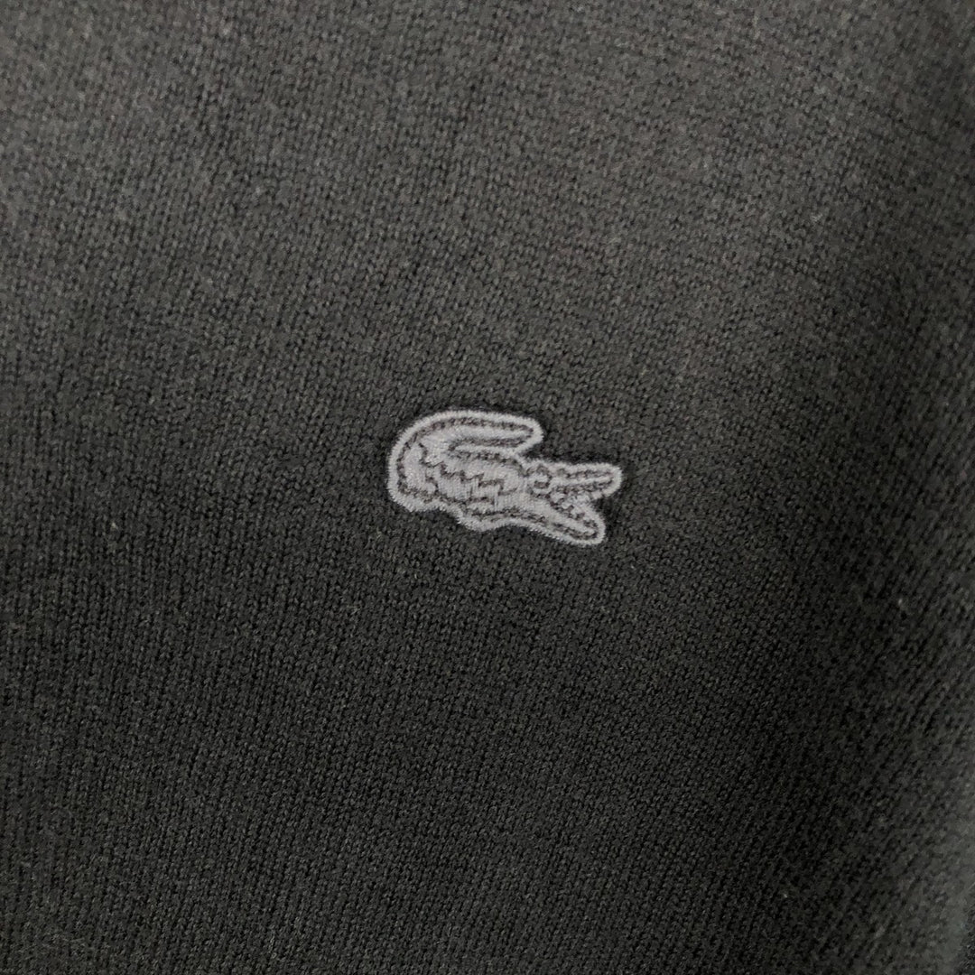 Lacoste V-neck cotton knit sweater, men's size XL cotton black type Vintage Second Hand