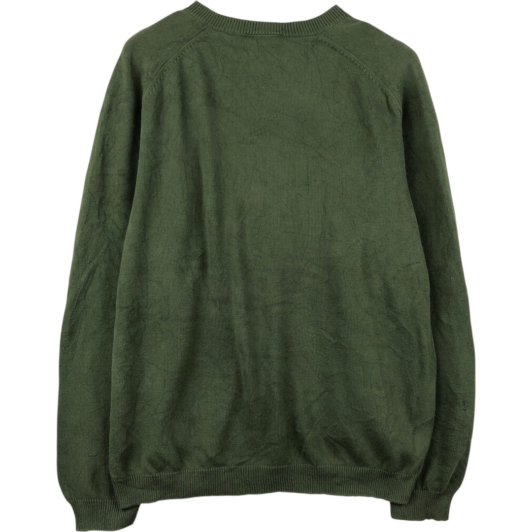 Lacoste V-neck cotton knit sweater, size 6, men's XL cotton Khaki type Vintage Second Hand