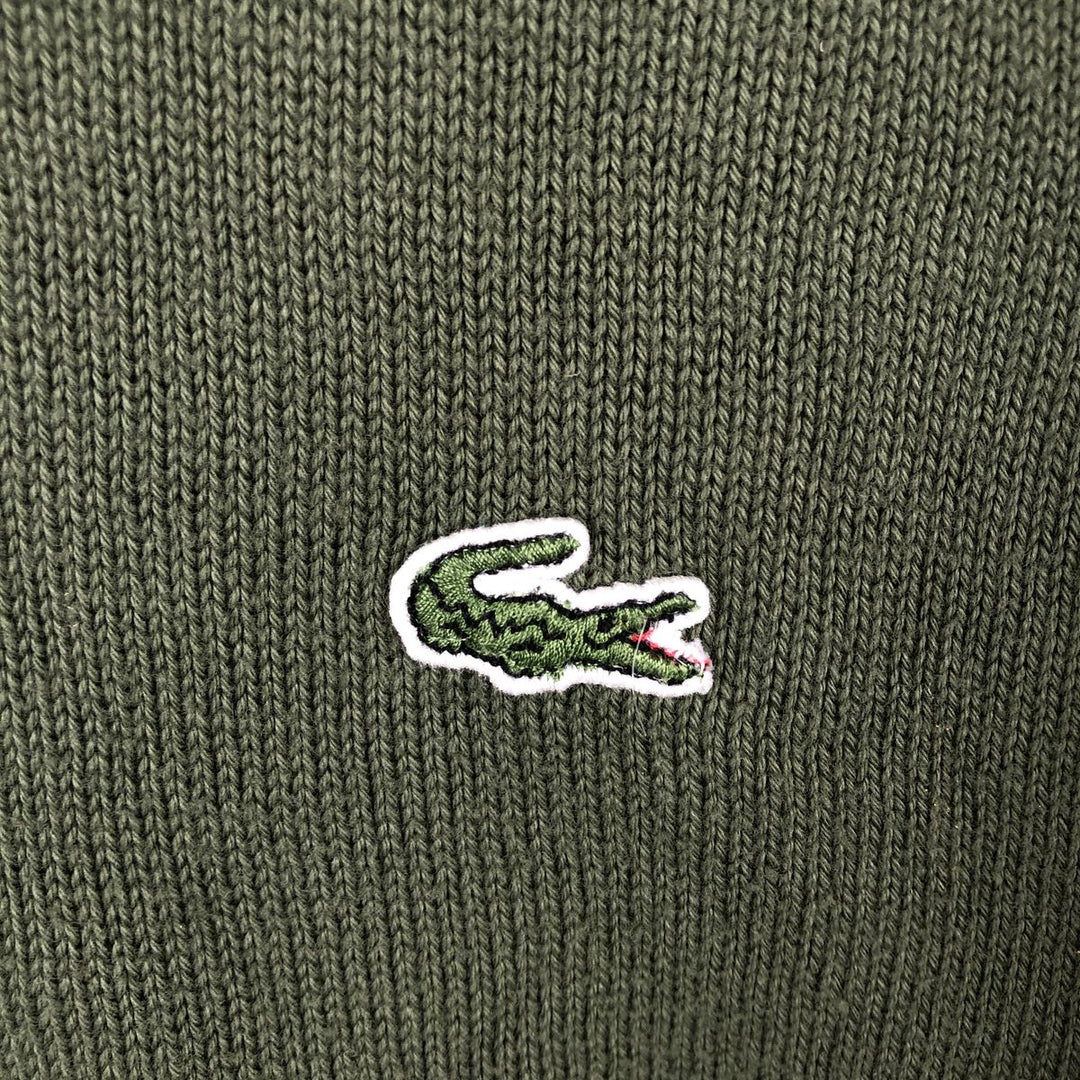 Lacoste V-neck cotton knit sweater, size 6, men's XL cotton Khaki type Vintage Second Hand