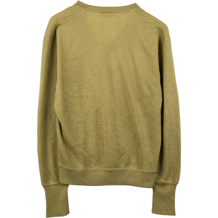 1980'S Lacoste CHEMISE French Lacoste V-neck acrylic knit sweater, made in Spain, men's size M equivalent, vintage. acrylic green type yellow green Vintage Second Hand