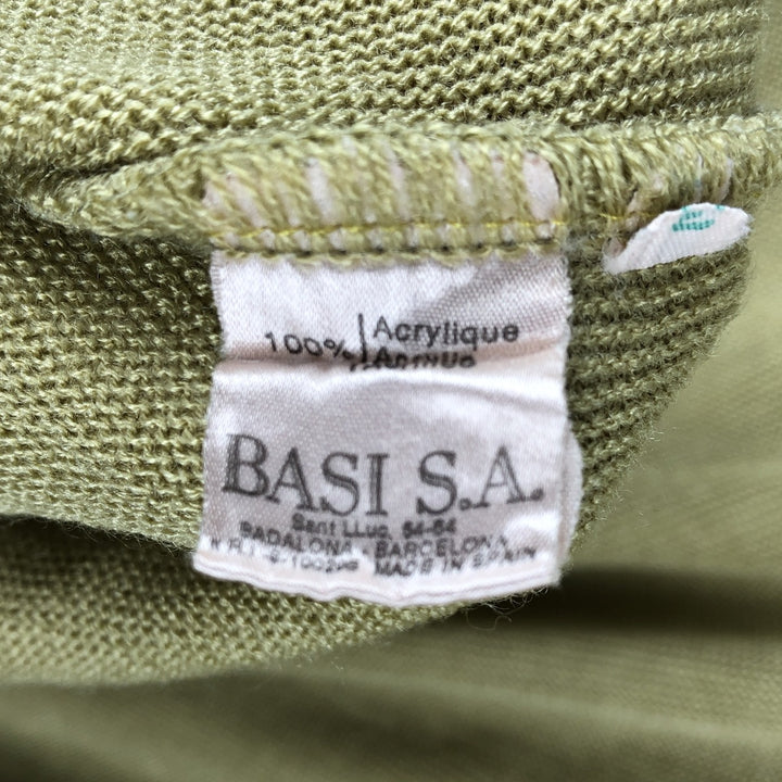 1980'S Lacoste CHEMISE French Lacoste V-neck acrylic knit sweater, made in Spain, men's size M equivalent, vintage. acrylic green type yellow green Vintage Second Hand