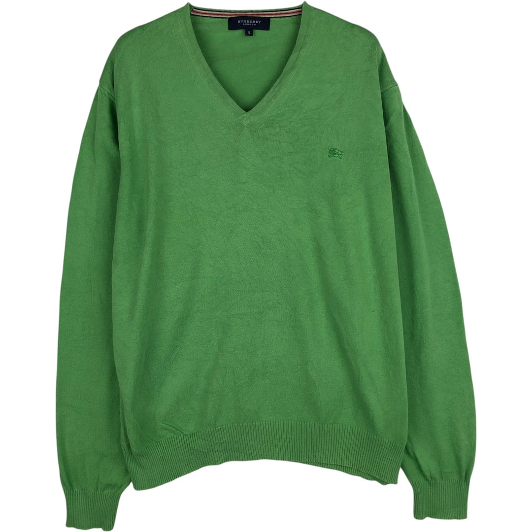 Burberry's LONDON V-neck knit sweater, men's size M (approx.) unclear green type yellow green Vintage Second Hand