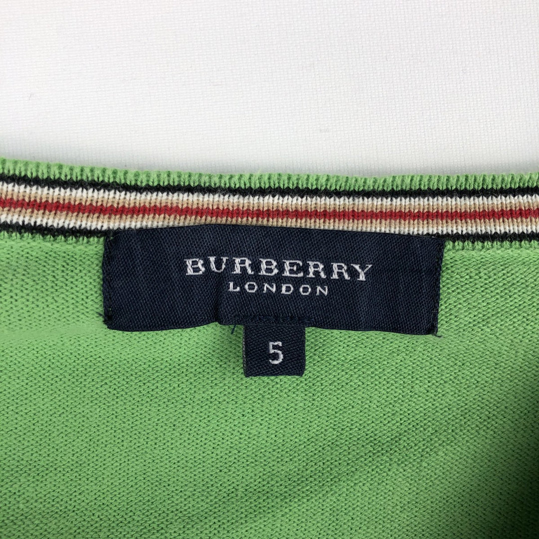Burberry's LONDON V-neck knit sweater, men's size M (approx.) unclear green type yellow green Vintage Second Hand