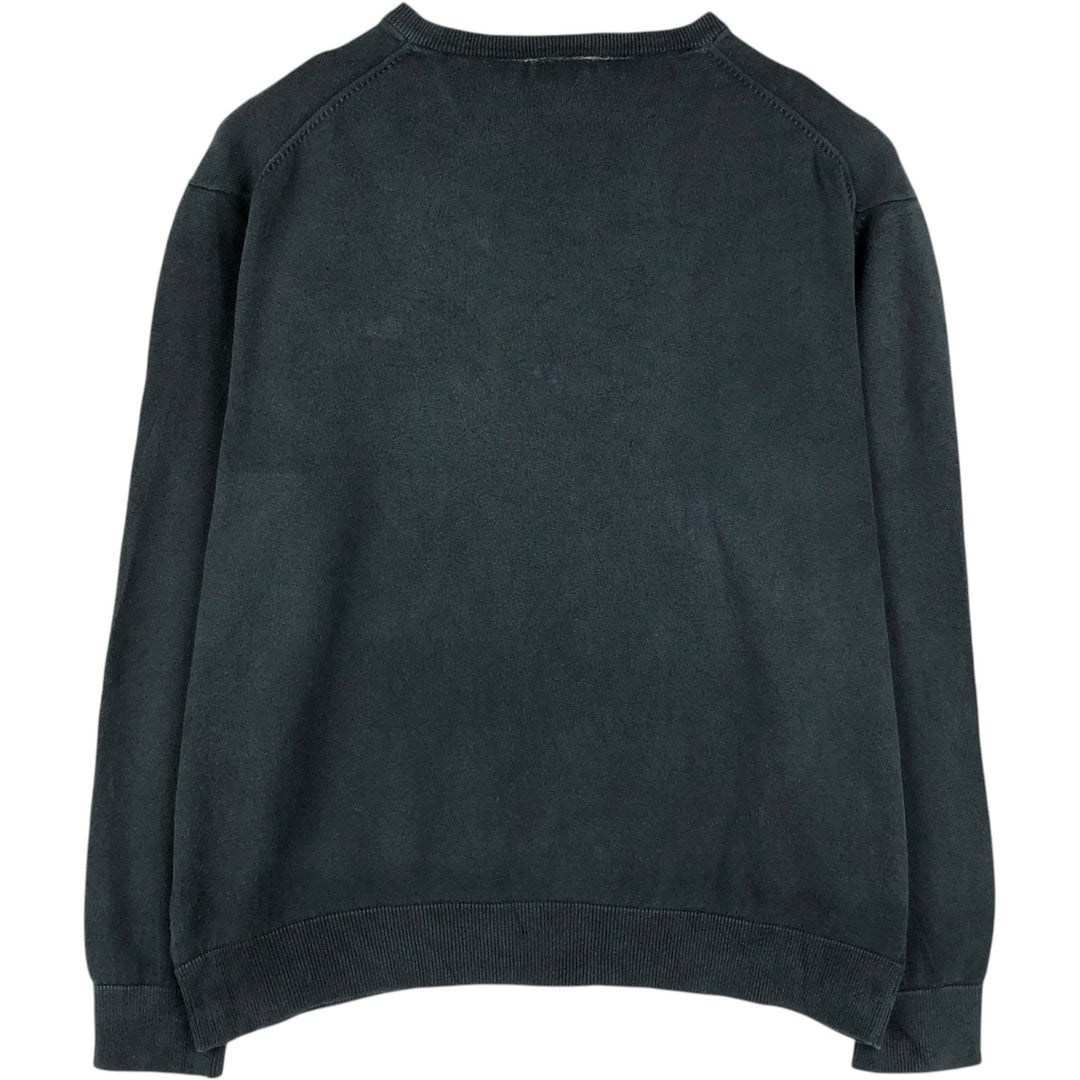 Lacoste V-neck cotton knit sweater, French design, size 7 (equivalent to men's XXL) cotton black type Vintage Second Hand