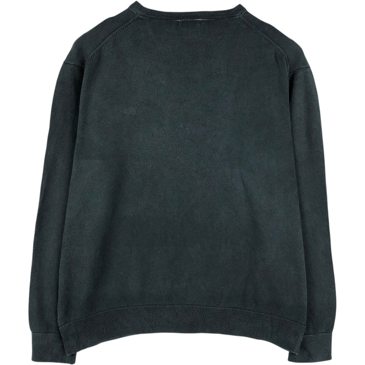 Lacoste V-neck cotton knit sweater, French design, size 7 (equivalent to men's XXL) cotton black type Vintage Second Hand