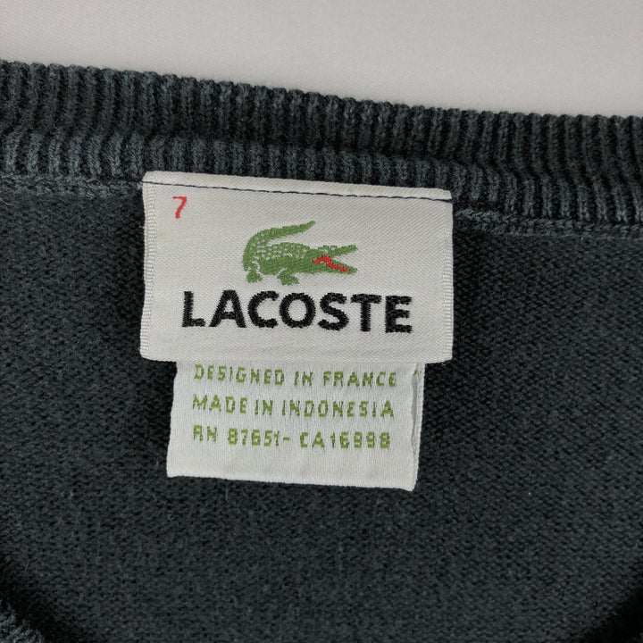 Lacoste V-neck cotton knit sweater, French design, size 7 (equivalent to men's XXL) cotton black type Vintage Second Hand