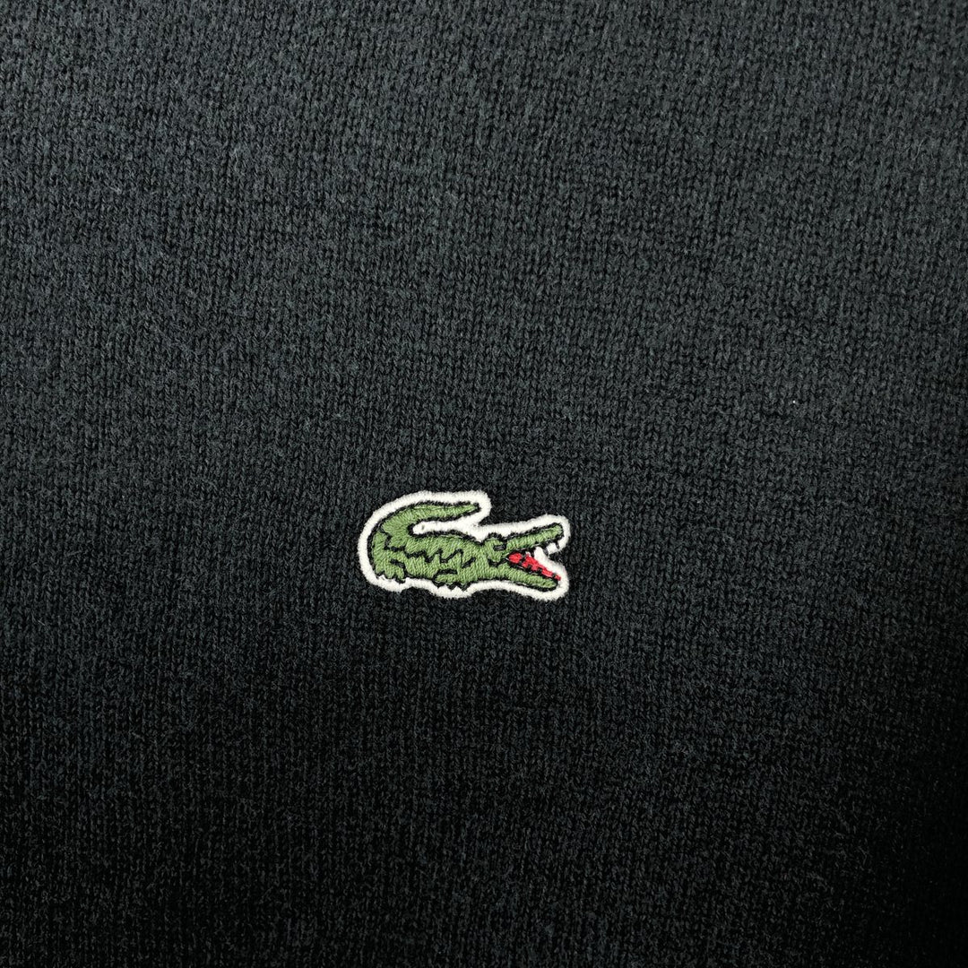 Lacoste V-neck cotton knit sweater, French design, size 7 (equivalent to men's XXL) cotton black type Vintage Second Hand