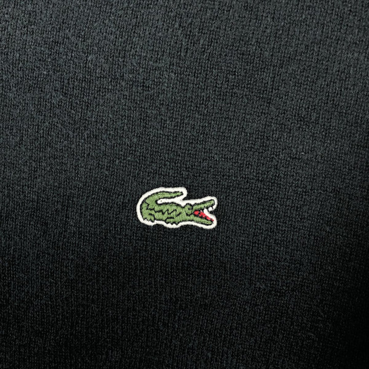 Lacoste V-neck cotton knit sweater, French design, size 7 (equivalent to men's XXL) cotton black type Vintage Second Hand