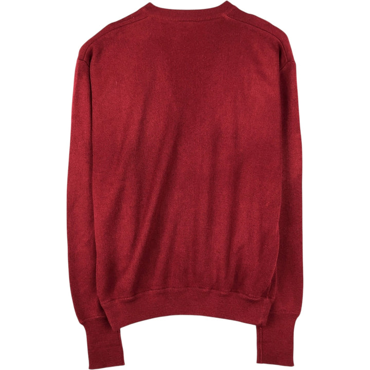 1980'S Lacoste V-neck acrylic knit sweater, size 4 (equivalent to men's M), vintage. acrylic red type Vintage Second Hand