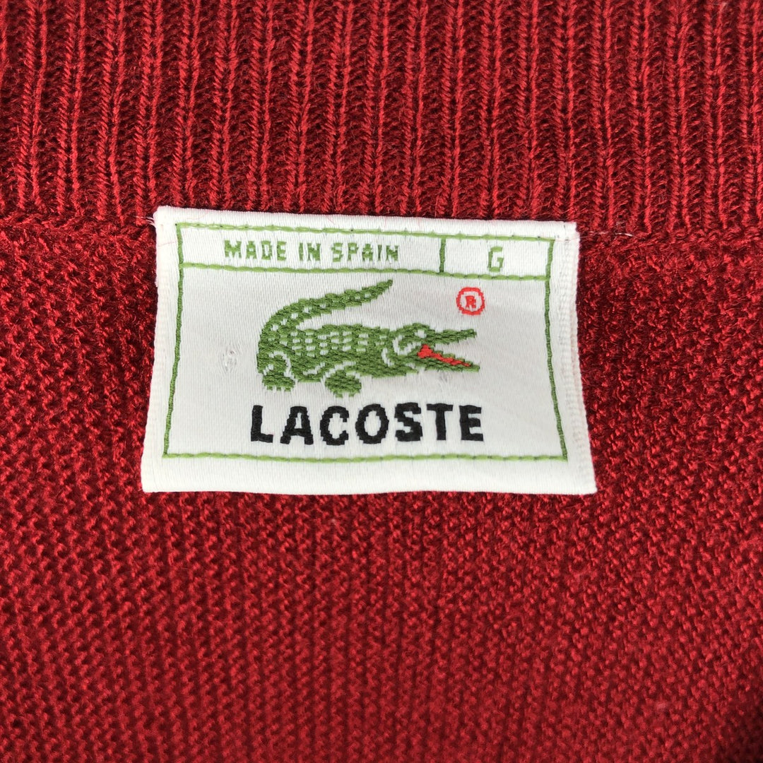 1980'S Lacoste V-neck acrylic knit sweater, size 4 (equivalent to men's M), vintage. acrylic red type Vintage Second Hand