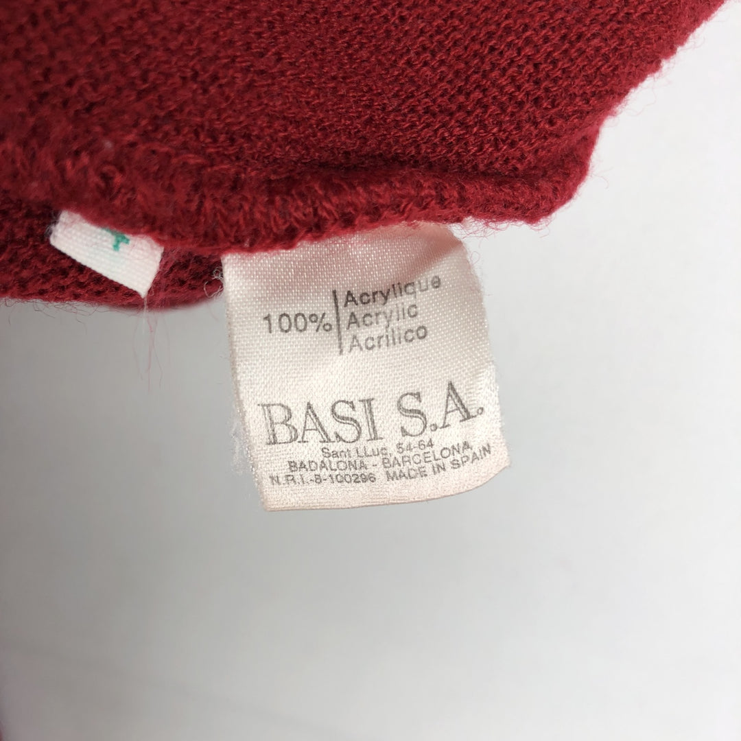 1980'S Lacoste V-neck acrylic knit sweater, size 4 (equivalent to men's M), vintage. acrylic red type Vintage Second Hand