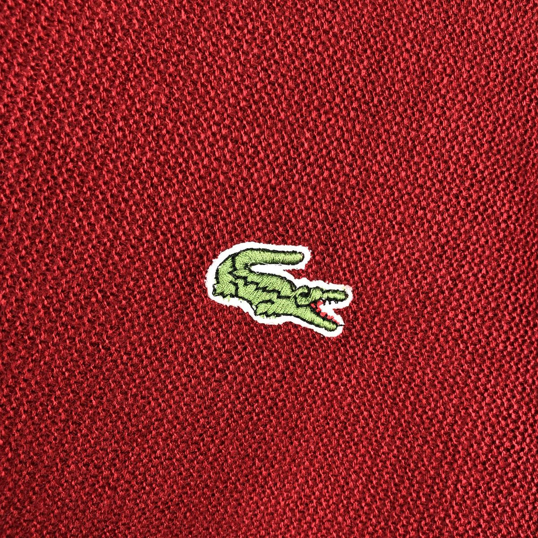 1980'S Lacoste V-neck acrylic knit sweater, size 4 (equivalent to men's M), vintage. acrylic red type Vintage Second Hand