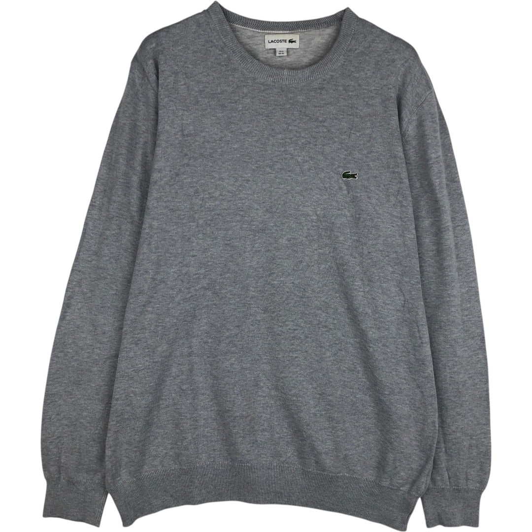 Lacoste cotton knit sweater, men's size XL. cotton gray type Vintage Second Hand
