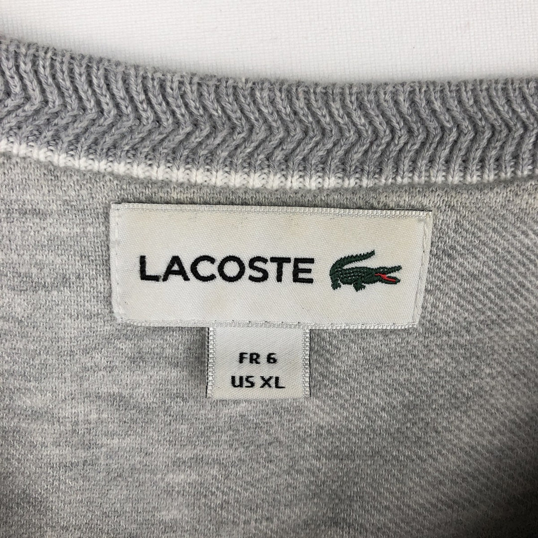 Lacoste cotton knit sweater, men's size XL. cotton gray type Vintage Second Hand
