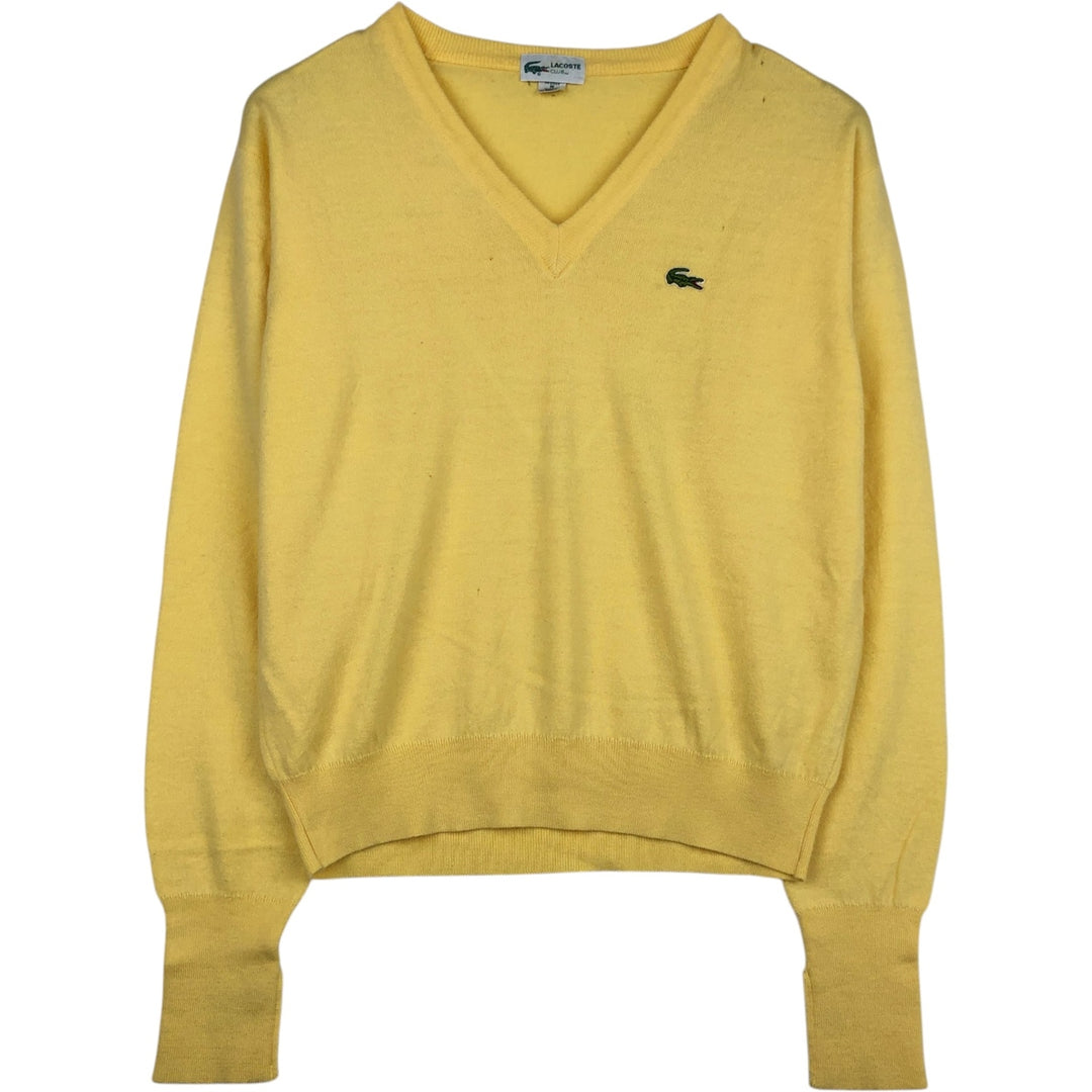 80s-90'S Lacoste CLUB V-neck acrylic knit sweater, men's size M equivalent, vintage. acrylic yellow type Vintage Second Hand