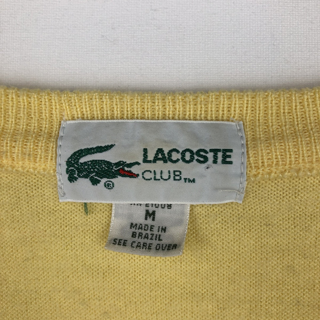 80s-90'S Lacoste CLUB V-neck acrylic knit sweater, men's size M equivalent, vintage. acrylic yellow type Vintage Second Hand