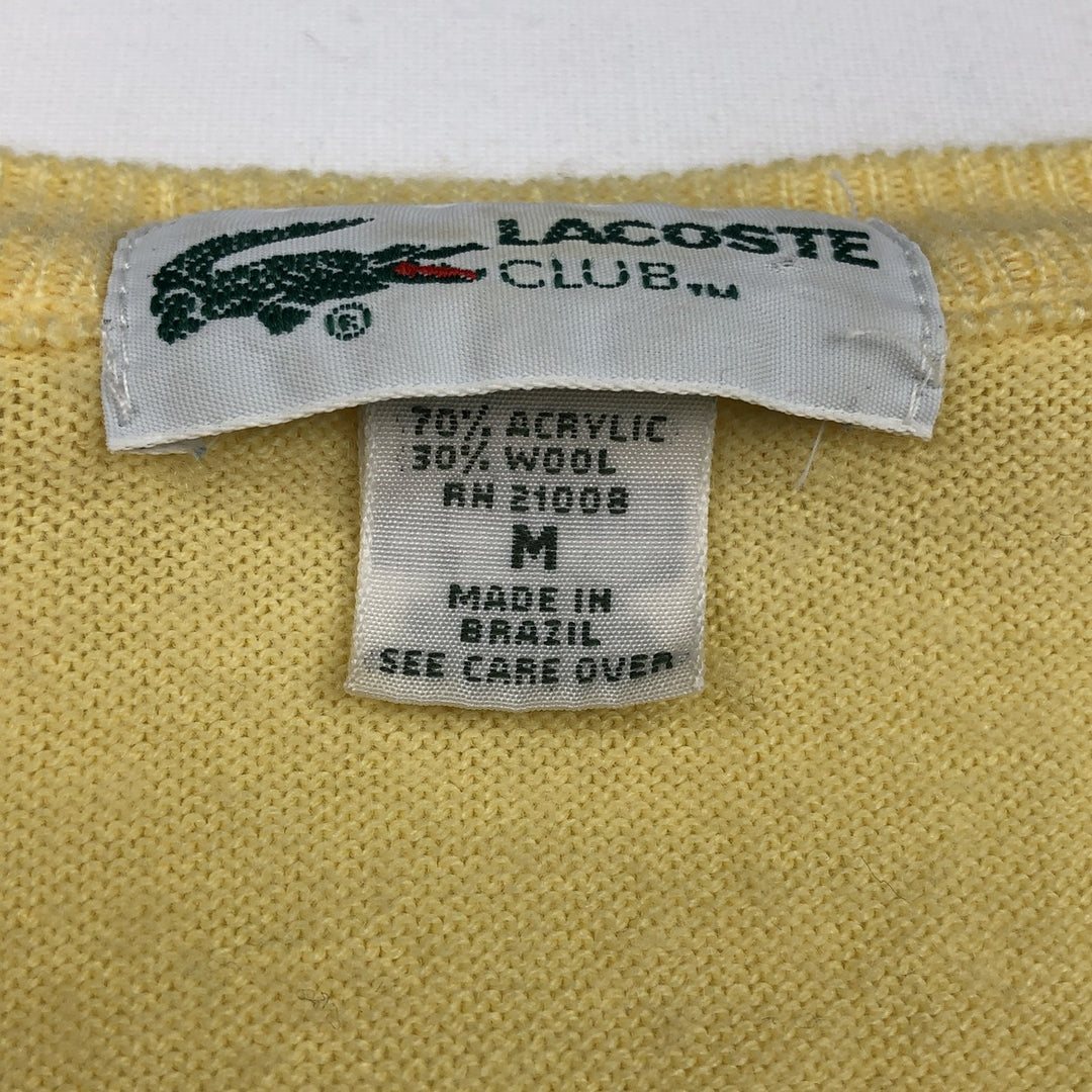 80s-90'S Lacoste CLUB V-neck acrylic knit sweater, men's size M equivalent, vintage. acrylic yellow type Vintage Second Hand