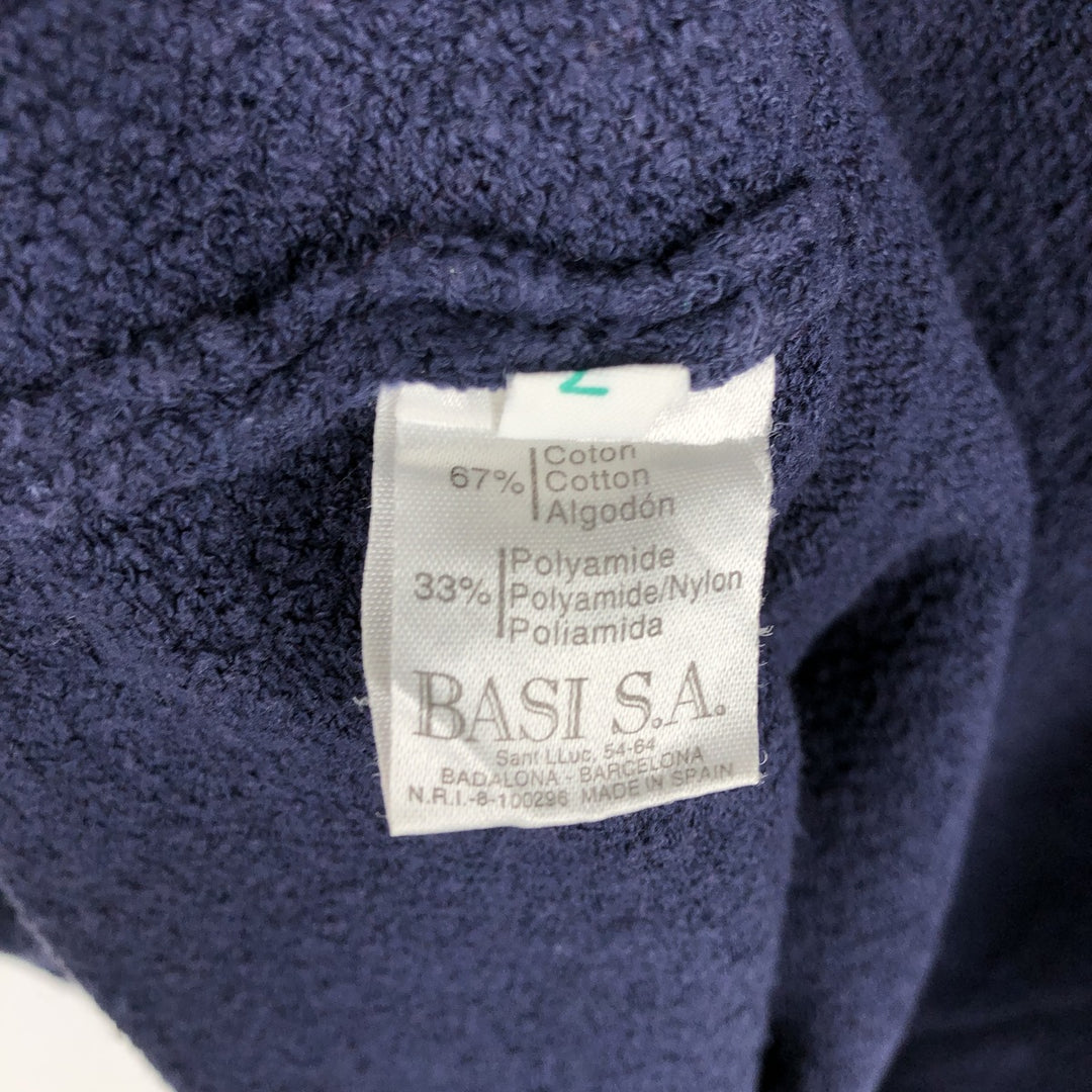 Lacoste V-neck cotton knit sweater with one-point logo, made in Spain, men's size L equivalent. cotton navy blue type Vintage Second Hand