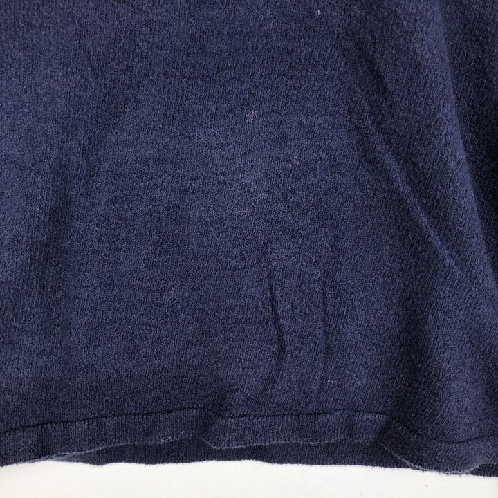Lacoste V-neck cotton knit sweater with one-point logo, made in Spain, men's size L equivalent. cotton navy blue type Vintage Second Hand