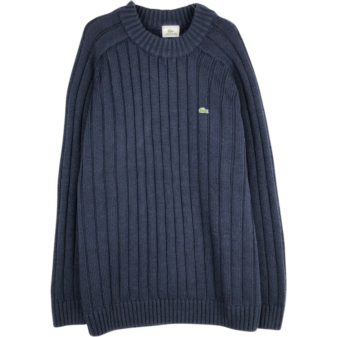 Lacoste mock neck ribbed acrylic knit sweater, men's size XL. acrylic navy blue type Vintage Second Hand