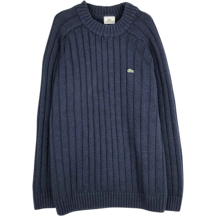 Lacoste mock neck ribbed acrylic knit sweater, men's size XL. acrylic navy blue type Vintage Second Hand