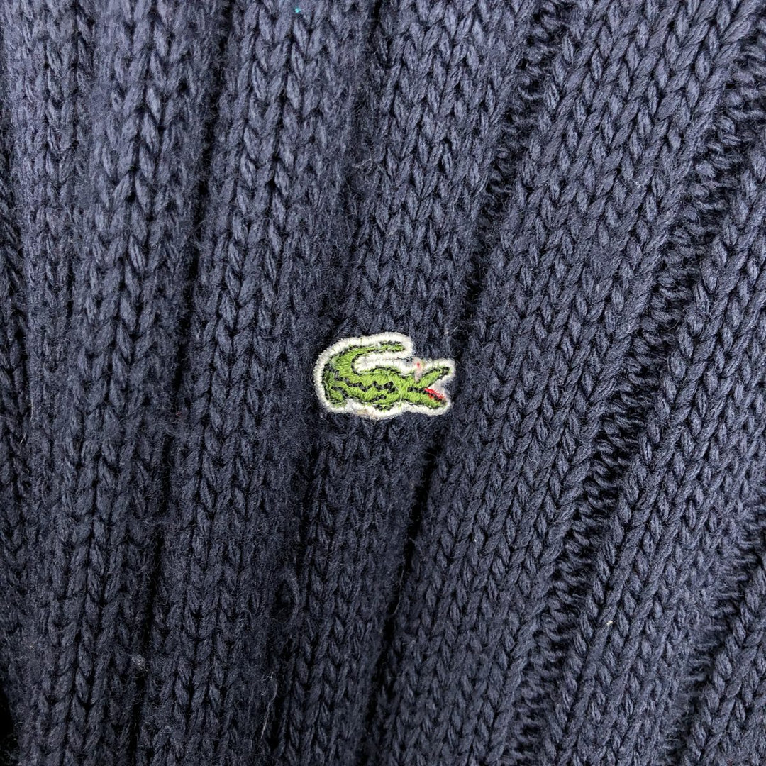 Lacoste mock neck ribbed acrylic knit sweater, men's size XL. acrylic navy blue type Vintage Second Hand