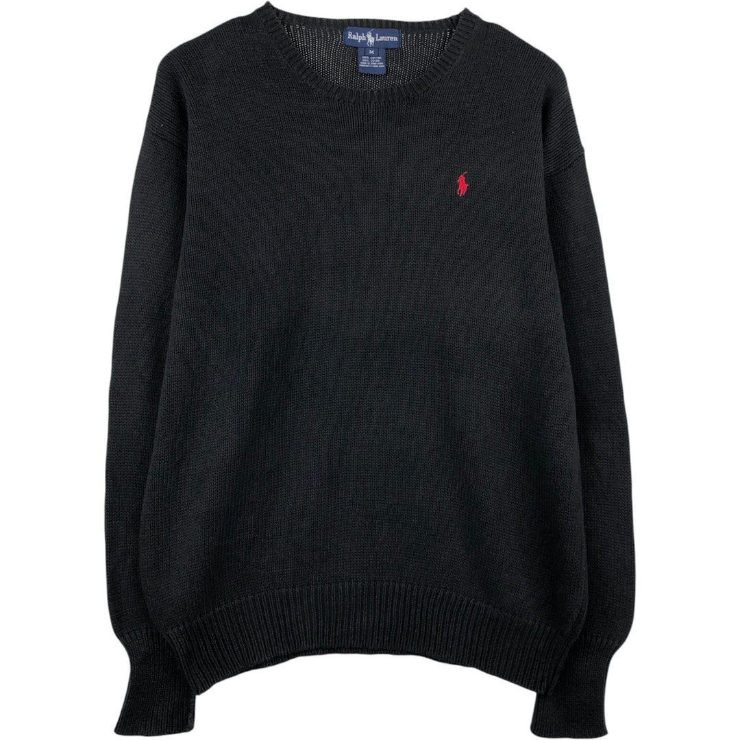 Ralph Lauren cotton knit sweater, size M, men's cotton black type Vintage Second Hand