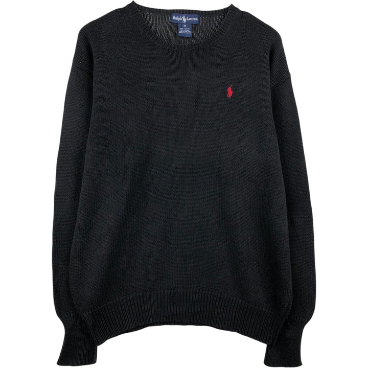 Ralph Lauren cotton knit sweater, size M, men's cotton black type Vintage Second Hand