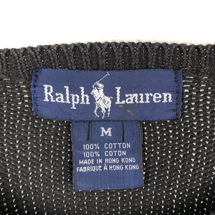 Ralph Lauren cotton knit sweater, size M, men's cotton black type Vintage Second Hand