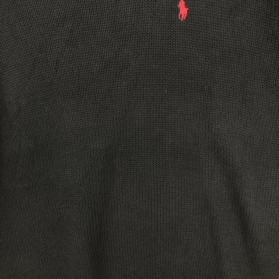 Ralph Lauren cotton knit sweater, size M, men's cotton black type Vintage Second Hand