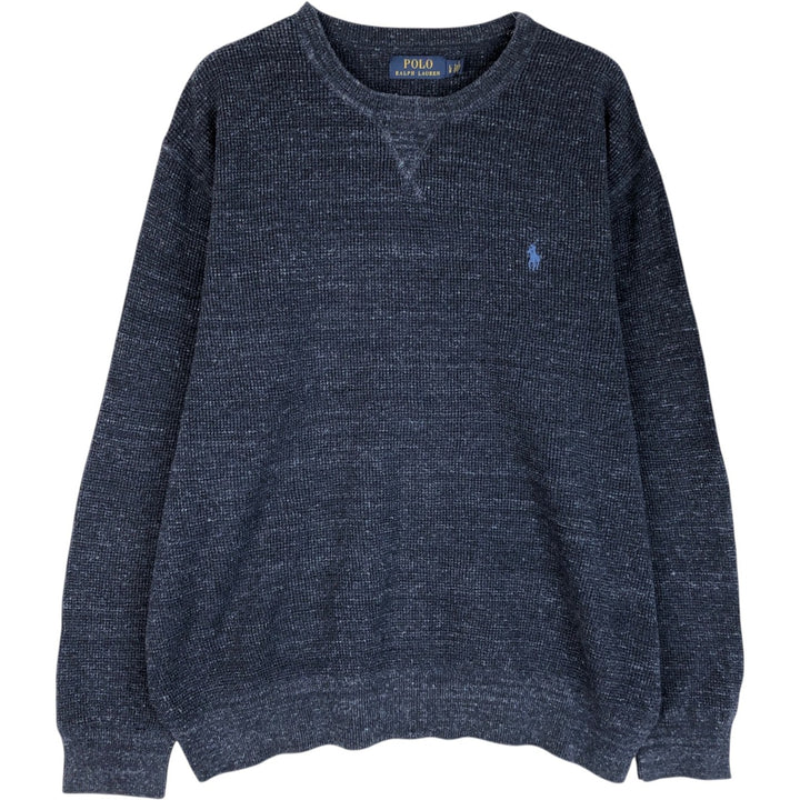 Ralph Lauren POLO RALPH LAUREN Cotton Knit Sweater Men's Size L cotton navy blue type Vintage Second Hand