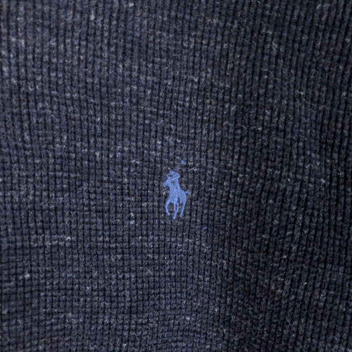 Ralph Lauren POLO RALPH LAUREN Cotton Knit Sweater Men's Size L cotton navy blue type Vintage Second Hand