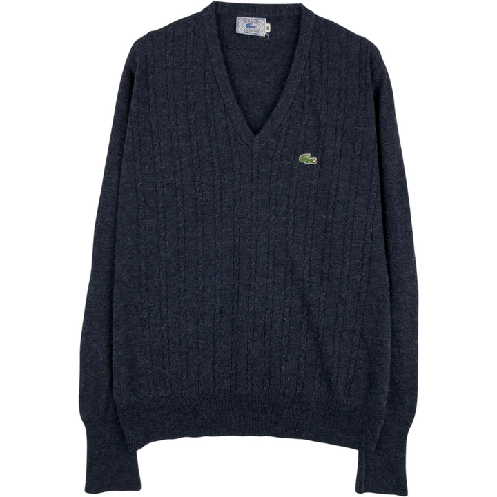 70s-80'S Lacoste IZOD V-neck knit sweater, men's size XL equivalent, vintage. unclear navy blue type Vintage Second Hand