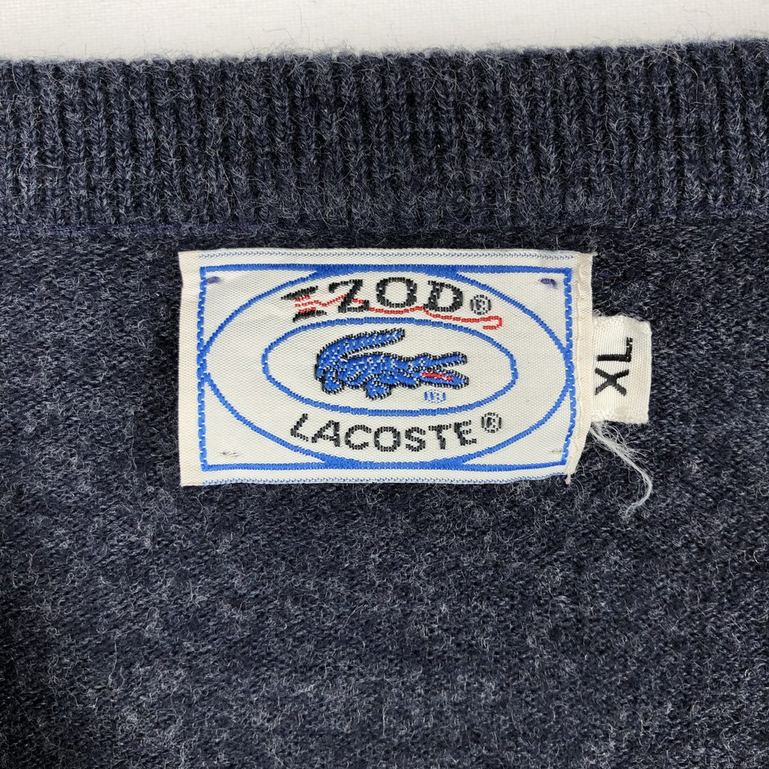 70s-80'S Lacoste IZOD V-neck knit sweater, men's size XL equivalent, vintage. unclear navy blue type Vintage Second Hand