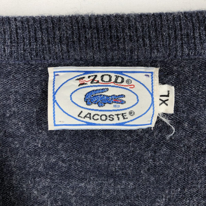 70s-80'S Lacoste IZOD V-neck knit sweater, men's size XL equivalent, vintage. unclear navy blue type Vintage Second Hand