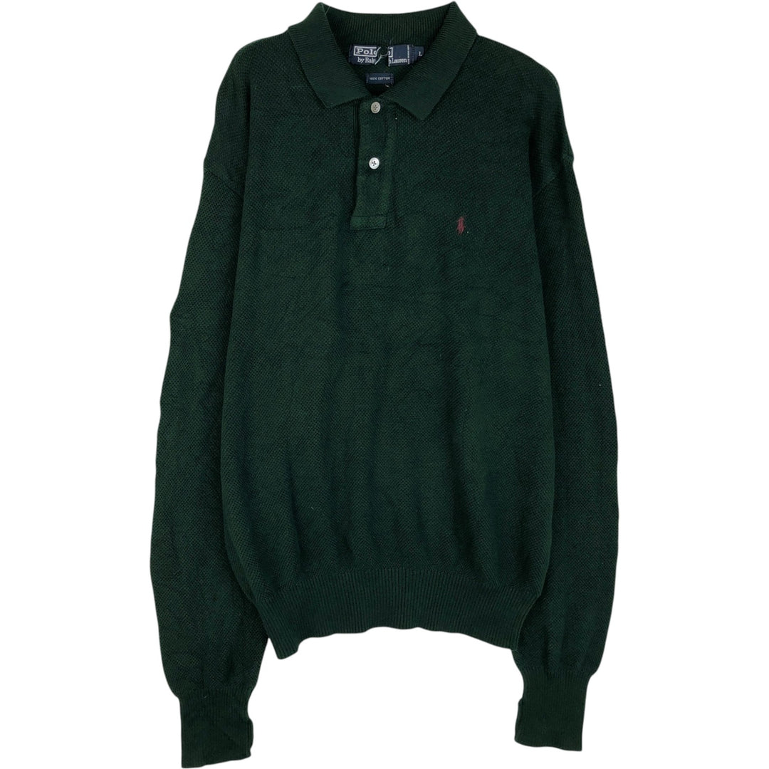 Ralph Lauren POLO by Ralph Lauren Polo knit sweater, men's size L cotton Green type dark green Vintage Second Hand