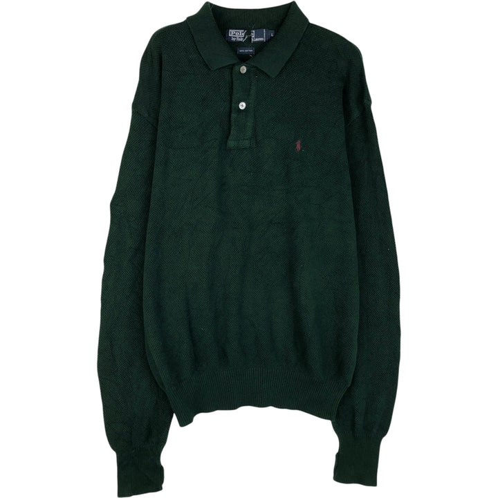 Ralph Lauren POLO by Ralph Lauren Polo knit sweater, men's size L cotton Green type dark green Vintage Second Hand