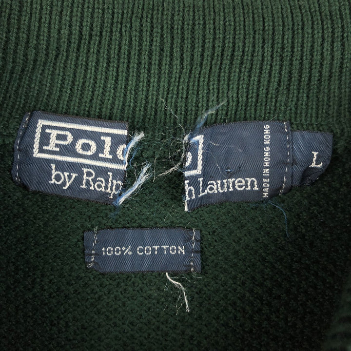 Ralph Lauren POLO by Ralph Lauren Polo knit sweater, men's size L cotton Green type dark green Vintage Second Hand