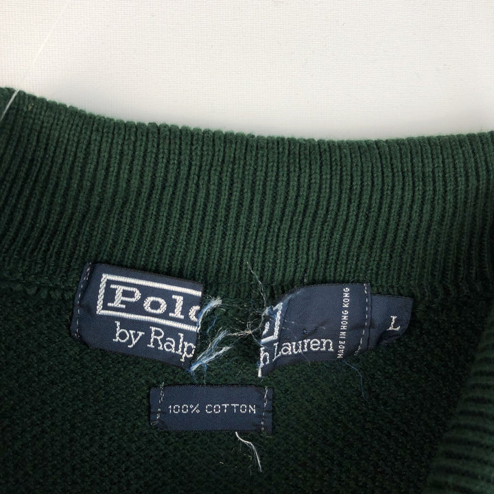 Ralph Lauren POLO by Ralph Lauren Polo knit sweater, men's size L cotton Green type dark green Vintage Second Hand