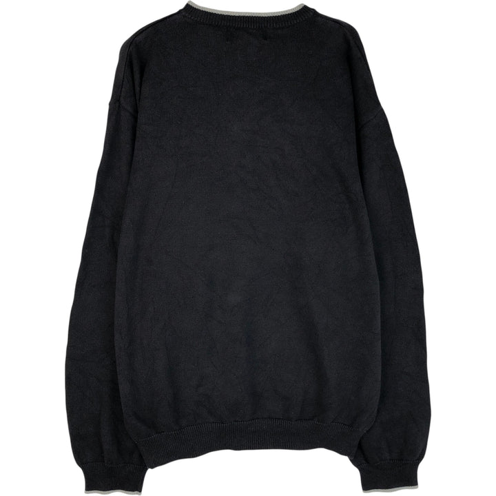 Ralph Lauren Chaps V-neck cotton knit sweater, size L, men's cotton black type Vintage Second Hand